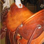 Wade - mule hide, 68 oak leaves, straight-back, floral, stirrup lthrs out